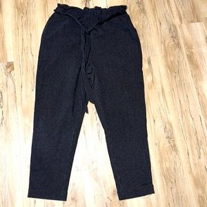 Striped Paper Bag Waist Pants size large